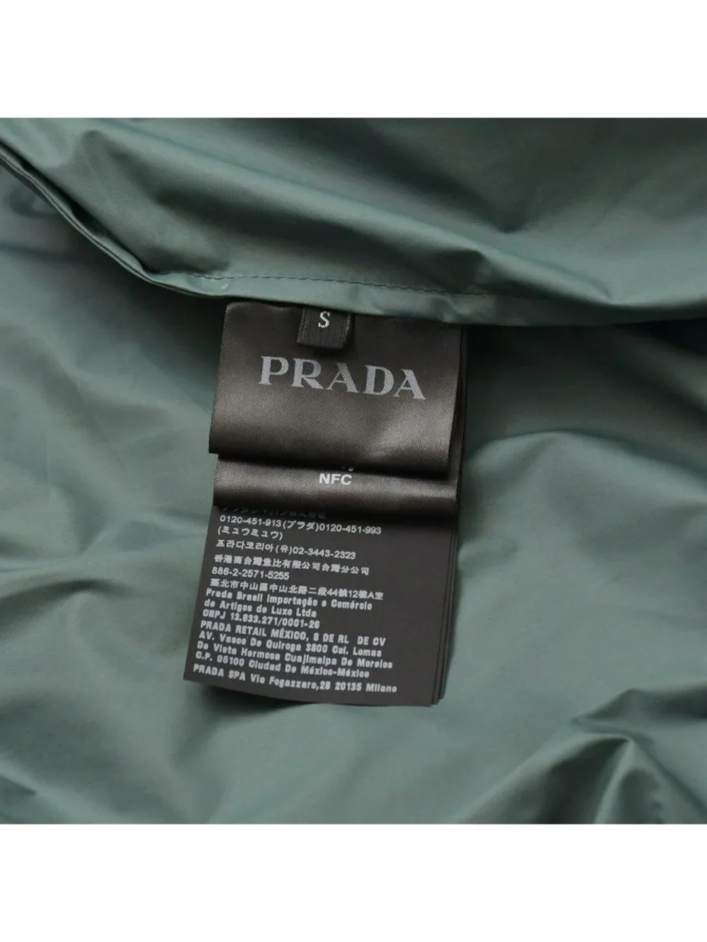 Prada Re-Nylon Hooded Nylon Rain Poncho Anorak Metal Green Half Zip S